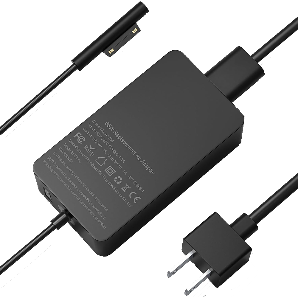 Surface Pro Laptop Charger 65W Power Adapter for Microsoft Surface Pro 3/4/5/6/7/8/9/X, Windows Surface Laptop 6/5/4/3/2/1, Surface Book 3/2/1, Surface Go Tablet, 6.5FT Power Cord-(Preowned)